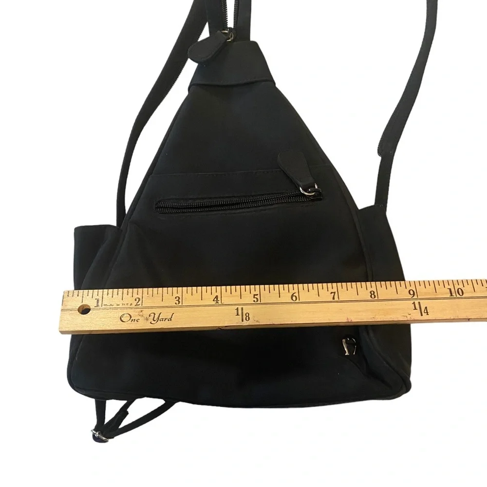ETIENNE AIGNER small backpack bag purse all black silver logo zipper straps